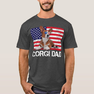 Sunglasses Corgi Pappa Flagga Amerikanska Hund äls T Shirt