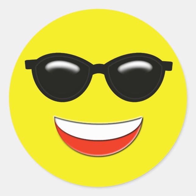Sunglasses Emoji Runt Klistermärke (Framsida)