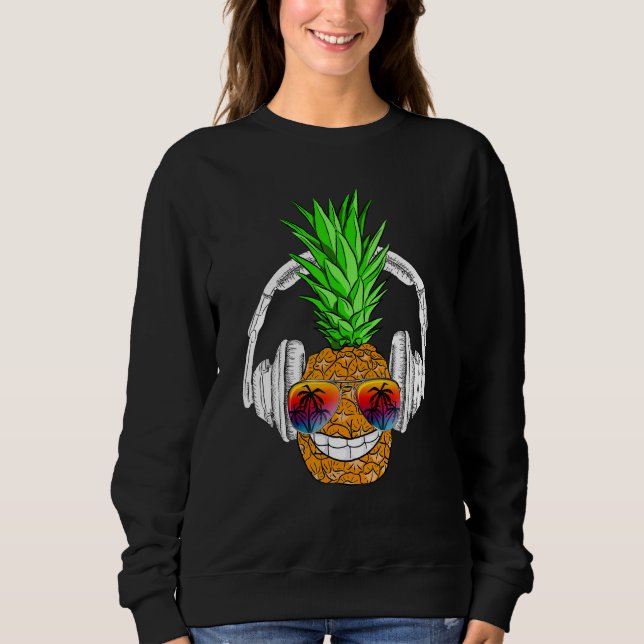 Sunglasses Pineapple Headphones Aloha Hawaii Luau  T Shirt (Framsida)