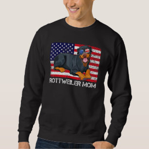 Sunglasses Rottweiler Mamma Flagga Amerika Förenta Lång Ärmad Tröja