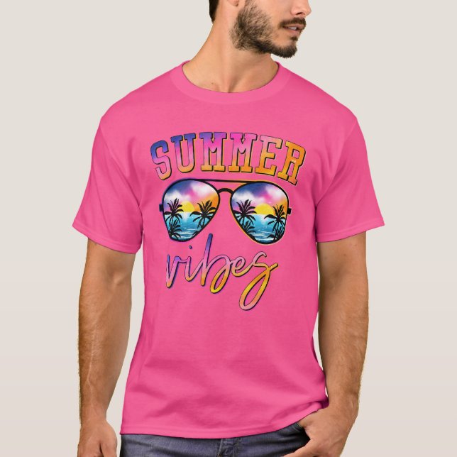 Sunglasses Summer Vibes Hawaii Beach Hej Summer T Shirt (Framsida)