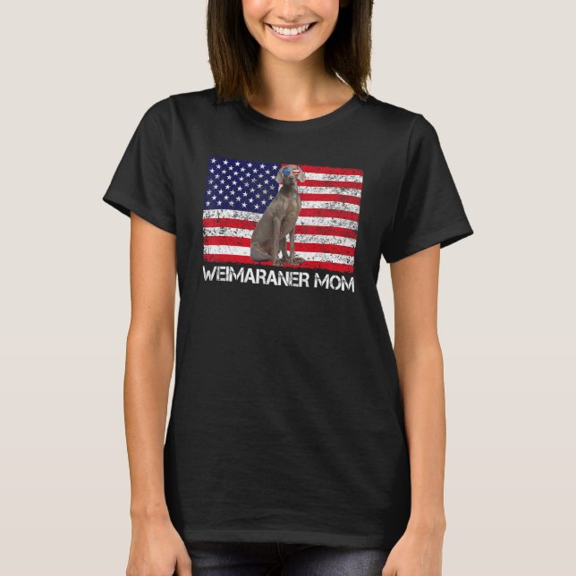 Sunglasses Weimaraner Mamma Flagga Amerika Förenta T Shirt (Framsida)