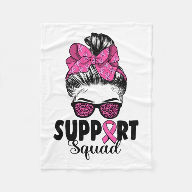Sungles Messy Bun Support Squad Breast Cancer Fleecefilt (Framsidan)