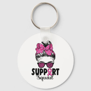 Sungles Messy Bun Support Squad Breast Cancer Nyckelring