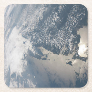 Sunglint på jordens Vatten. Underlägg Papper Kvadrat