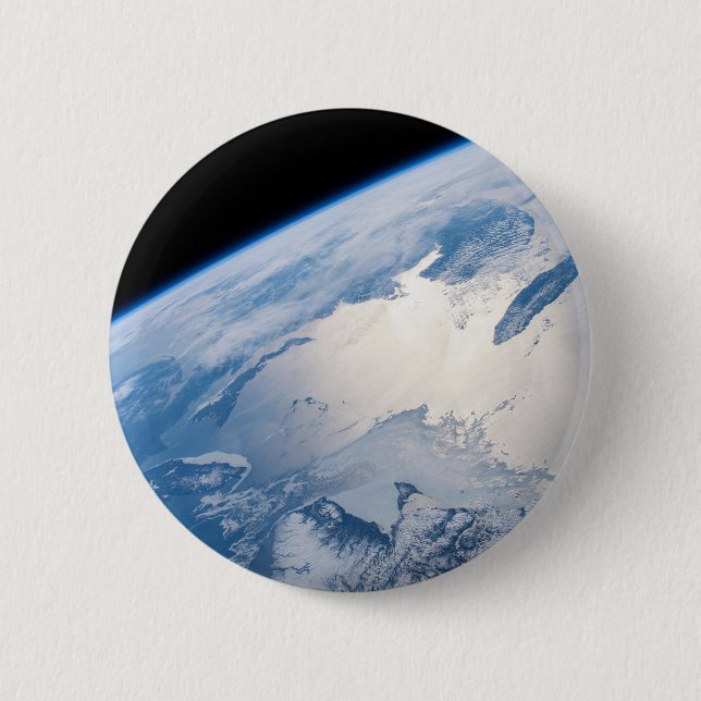 Sunglint utanför St. Lawrence Bukt i Kanada. Knapp (Framsida)