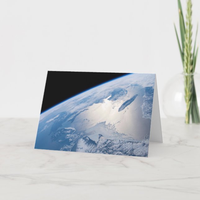 Sunglint utanför St. Lawrence Bukt i Kanada. Kort (Framsida)