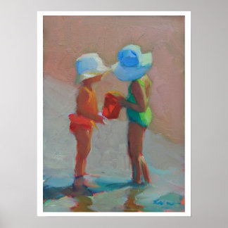 Sunhat Sisters - Two Girls at at the Beach Poster