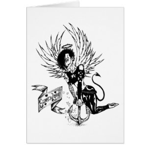Sunken Kärlek - Punk Sten Pin-Up Tattoo Hälsningskort