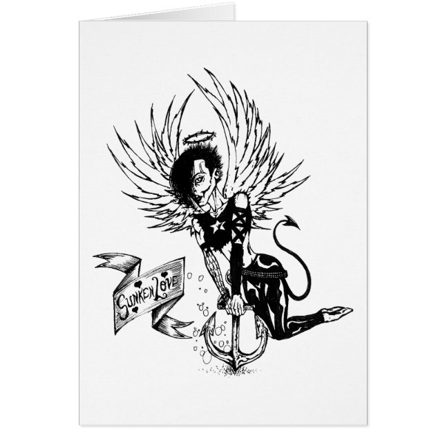Sunken Kärlek - Punk Sten Pin-Up Tattoo Hälsningskort (Framsidan)