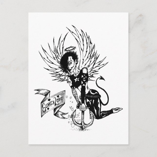 Sunken Kärlek - Punk Sten Pin-Up Tattoo Vykort (Framsida)