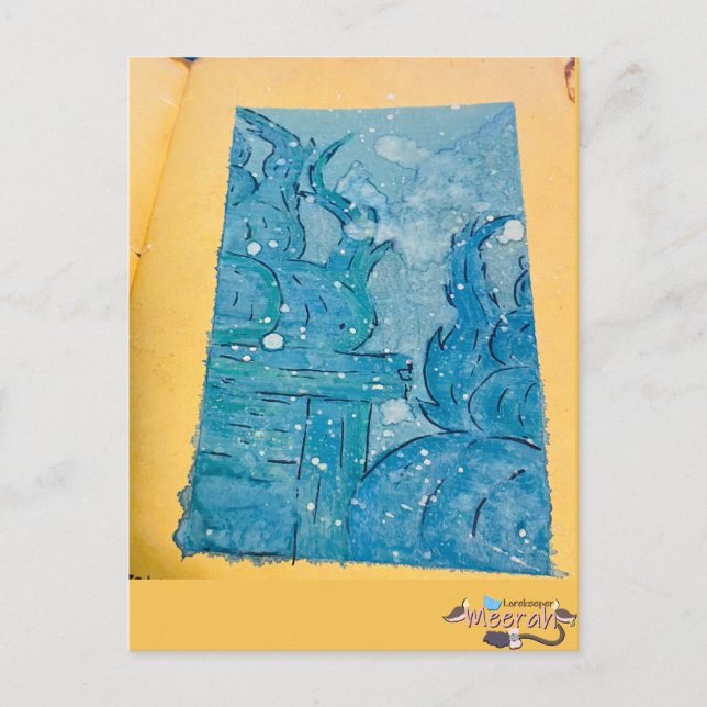 Sunken Lemuria Watercolor Art Vykort (Framsida)