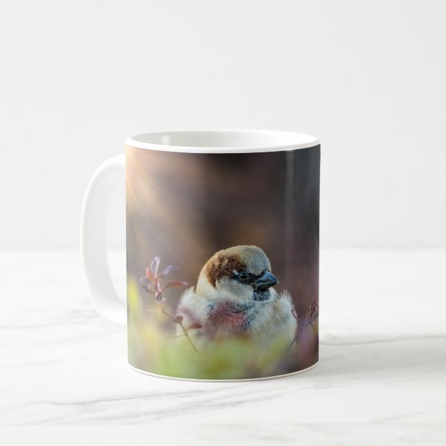 Sunlight Bathing Finch Coffee Mugg (Framsida vänster)