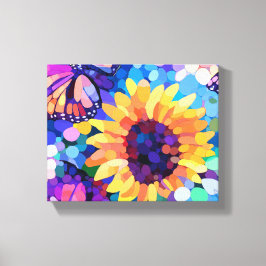 Sunlight & Butterflies Sunflower Canvas Art