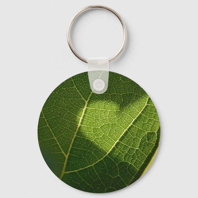 Sunlight Heart on Leaf Keychain Nyckelring (Framsida)