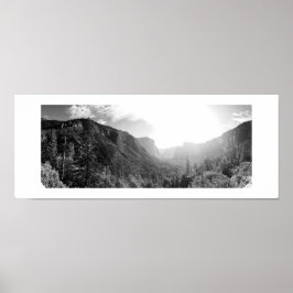 Sunlight in the Valley Panoramic Black and White Poster