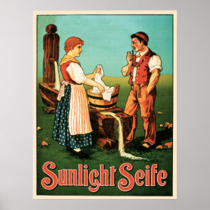 SUNLIGHT SEIFE Swiss Tvätt Detergent Soap Advert Poster
