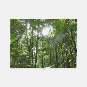 Sunlight through Rainforest Canopy Tropical Grönt Fleecefilt