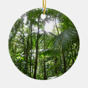 Sunlight through Rainforest Canopy Tropical Grönt Julgransprydnad Keramik