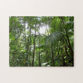 Sunlight through Rainforest Canopy Tropical Grönt Pussel