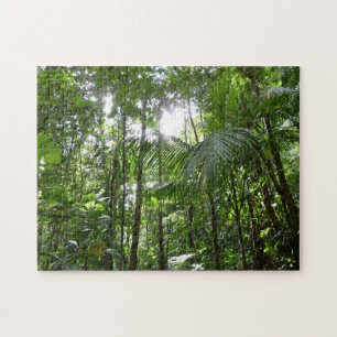 Sunlight through Rainforest Canopy Tropical Grönt Pussel