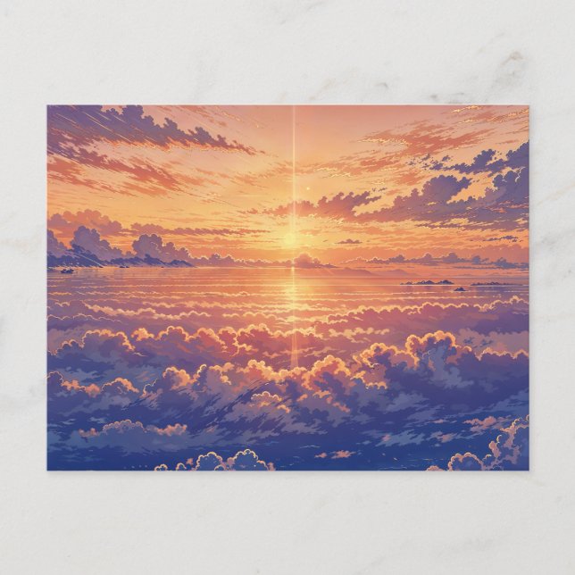 Sunlit Atmosphere - Vibrant Illustration Art Style Vykort (Framsida)