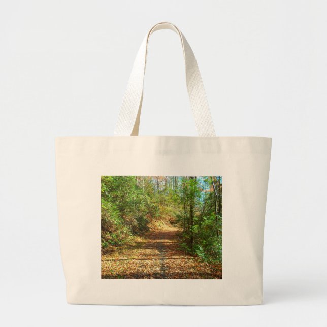Sunlit Autumn Forest Trail Jumbo Tygkasse (Framsidan)