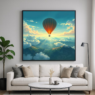 Sunlit Balloon Ride - Dreamlike Illustration Stil Poster