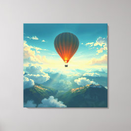 Sunlit Balloon Ride - Dreamlike Illustration Style Canvastryck