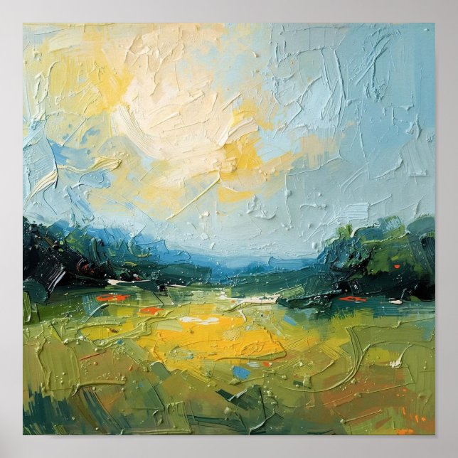 Sunlit Beach with Trees – Square Poster, Vibrant W Poster (Framsidan)