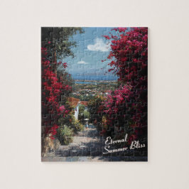 Sunlit Bougainvillea Path Art Pussel