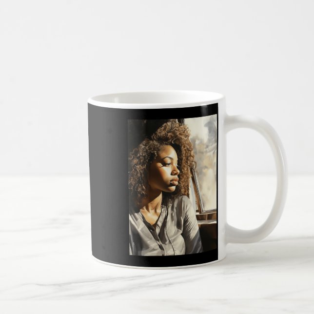 Sunlit Contemplation - en svart kvinna startar ut Kaffemugg (Höger)