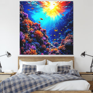 Sunlit Coral Reef Wonderland Canvastryck