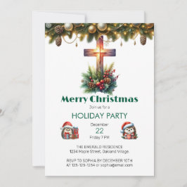 Sunlit Cross with Holly, Christmas Inbjudningar