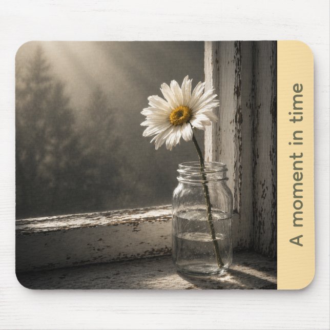 Sunlit Daisy “A Moment in Time” Mouse Pad Musmatta (Framsidan)