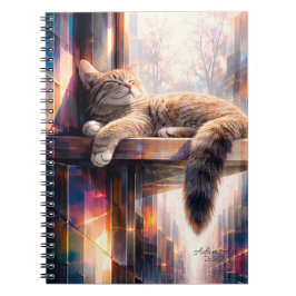 Sunlit Dreams Cat Cozy Feline Art Anteckningsbok