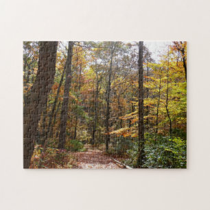 Sunlit Fall Trail in Laurel Backe State Park Pussel