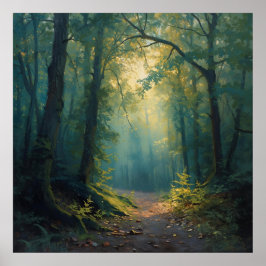 Sunlit Forest Path with Golden Glow — Fine Art Can Poster