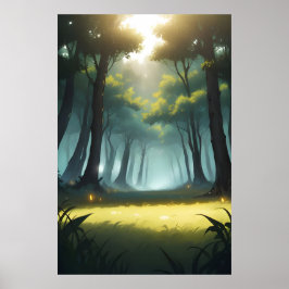 Sunlit Forest Väg Poster