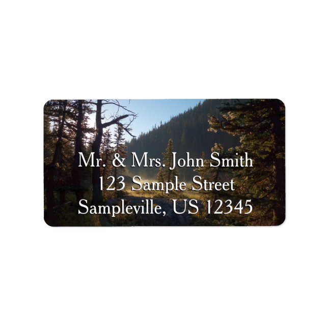 Sunlit Frosted Gräs Träd vid Dream Sjö Adressetikett (Framsidan)