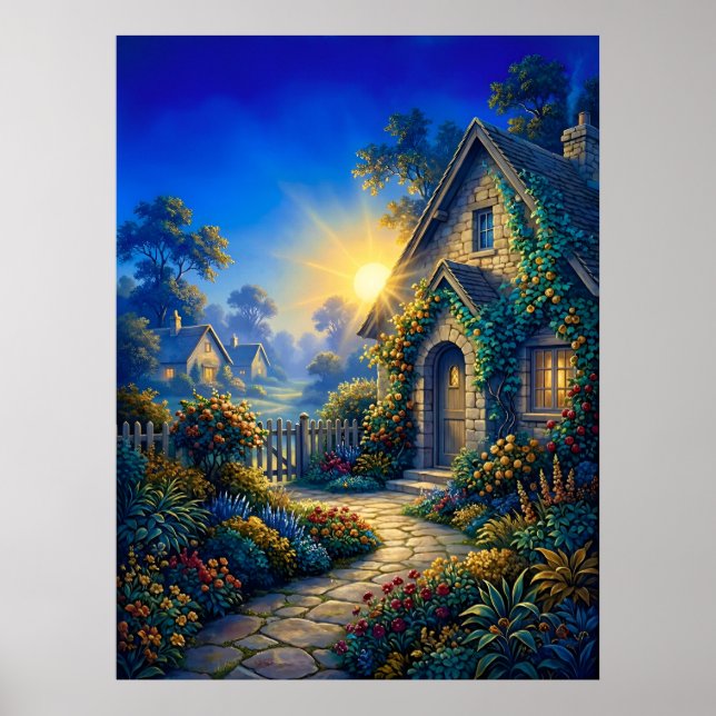Sunlit Garden at Daybreak Poster (Framsidan)