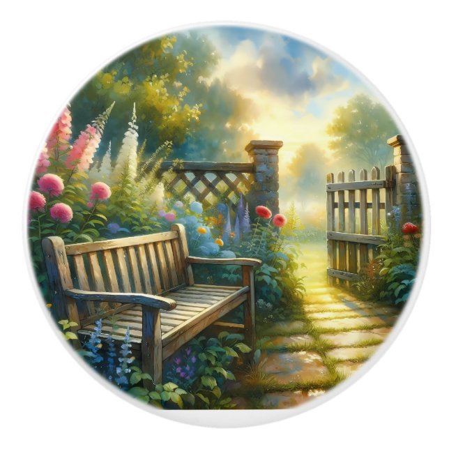 Sunlit Garden Pathway Gate Scene Knopp (Framsidan)
