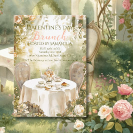 Sunlit Garden Tea Galentine Brunch Soft Florals Inbjudningar