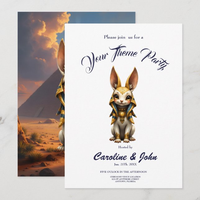 Sunlit Guardian – Desert Relic Bunny.  Inbjudningar (Fram/baksida)