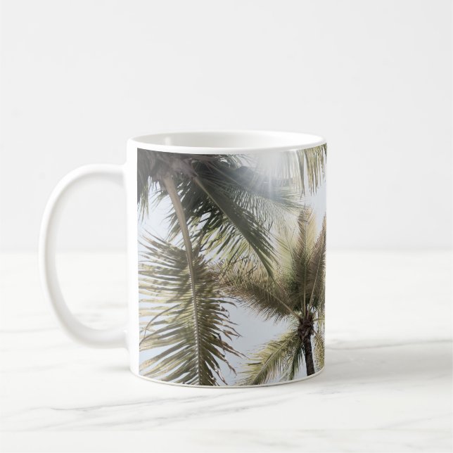Sunlit Handflatan Jungle #1 #tropical #wall #art Kaffemugg (Vänster)