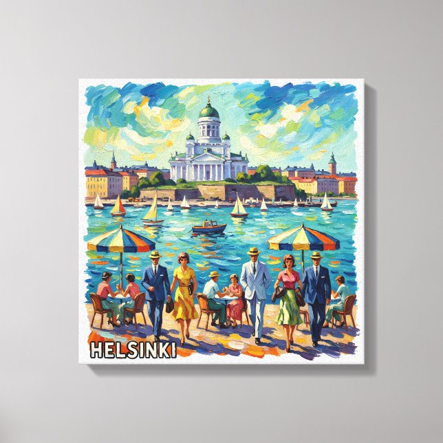 Sunlit Helsinki Waterfront Elegance Canvas (Framsida)