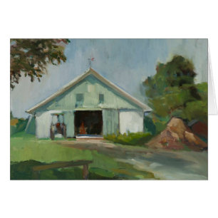 Sunlit ladugård hälsningskort