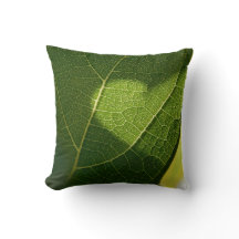 Sunlit Leaf Heart Throw Pillow