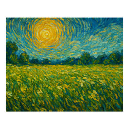 Sunlit Meadow in Van Gogh's Dream Perfect Poster
