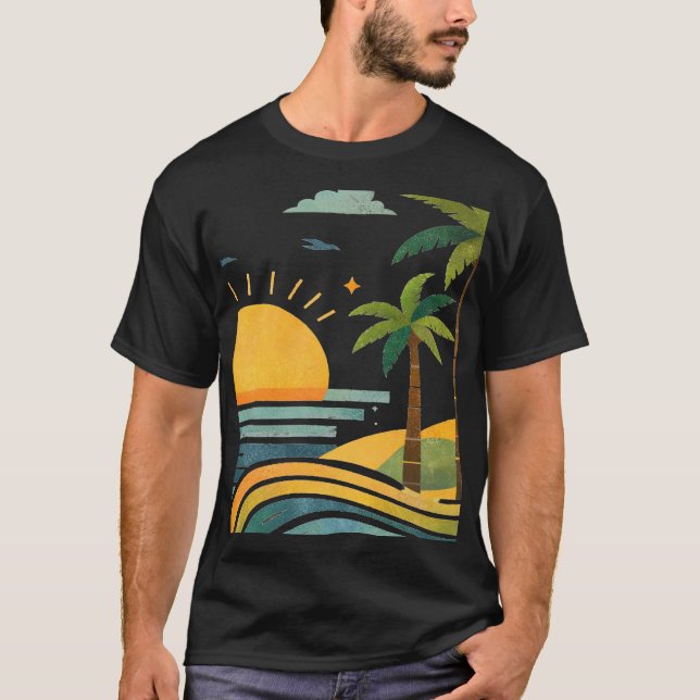 Sunlit Palm Escape T Shirt (Framsida)